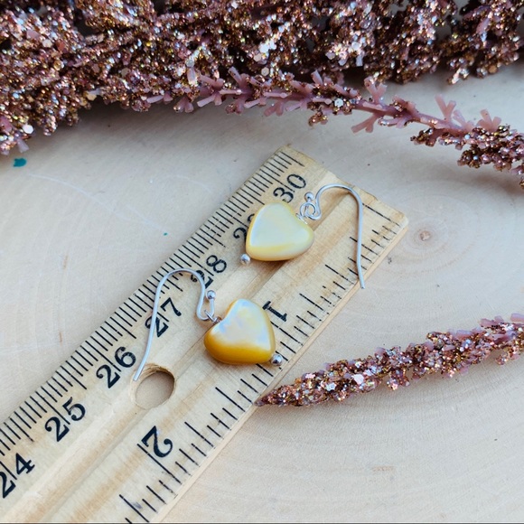 Mother Of Pearl Sterling Silver Heart Earrings - Picture 2 of 8